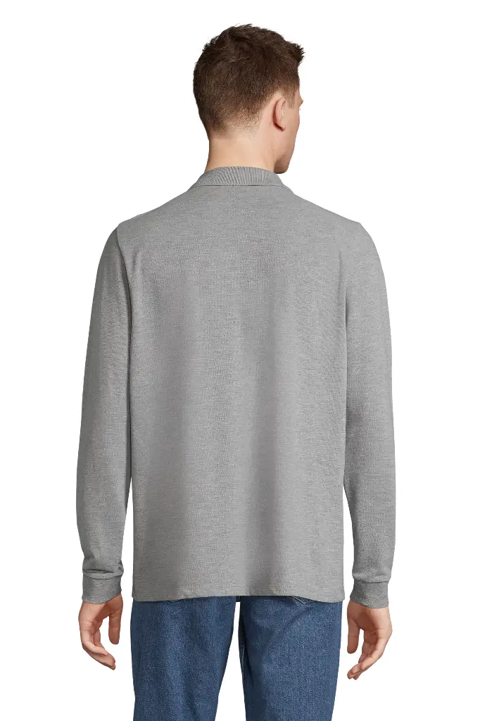 Uniseksowe polo z długim rękawem - Grey Melange