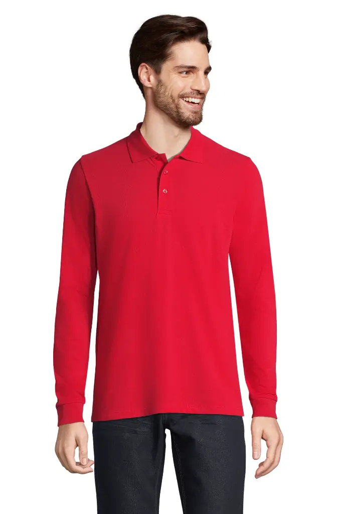 Uniseksowe polo z długim rękawem - Red