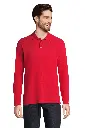 Uniseksowe polo z długim rękawem - Red