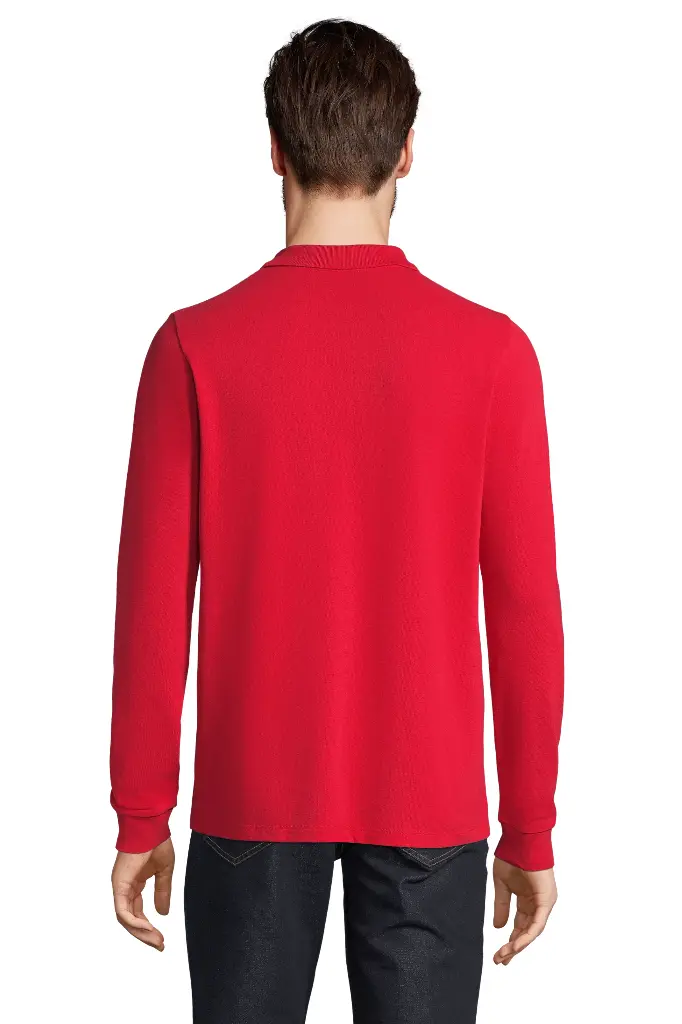 Uniseksowe polo z długim rękawem - Red