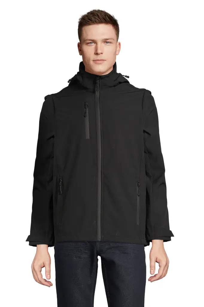 Kurtka Softshell 3w1 z Odpinanymi Rękawami - Black