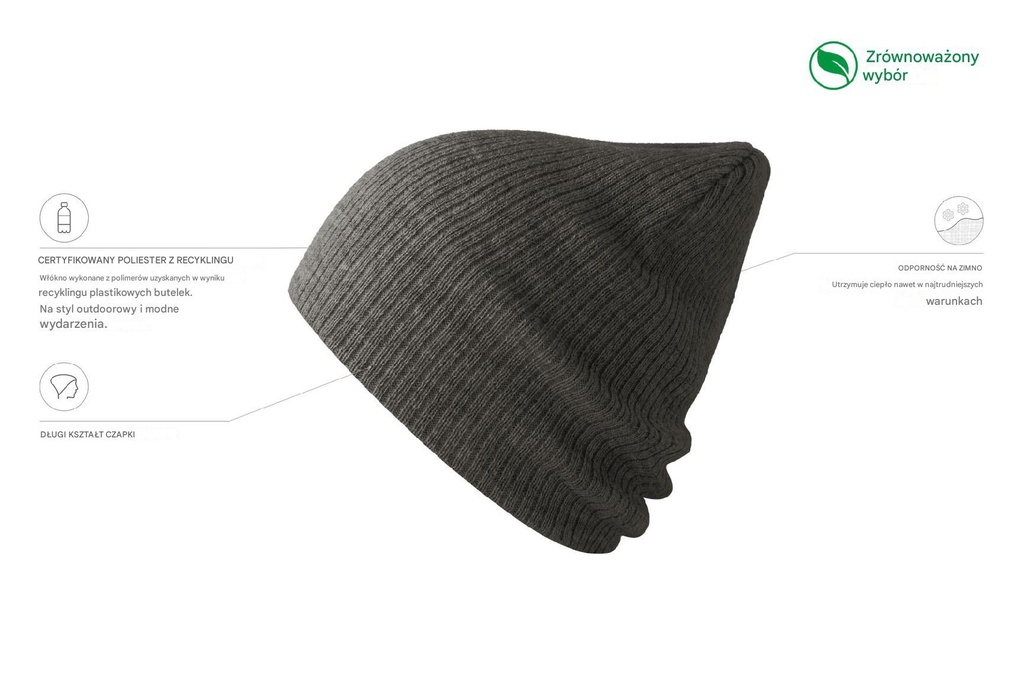 Czapka Brad z recyklingu - Dark Grey Melange