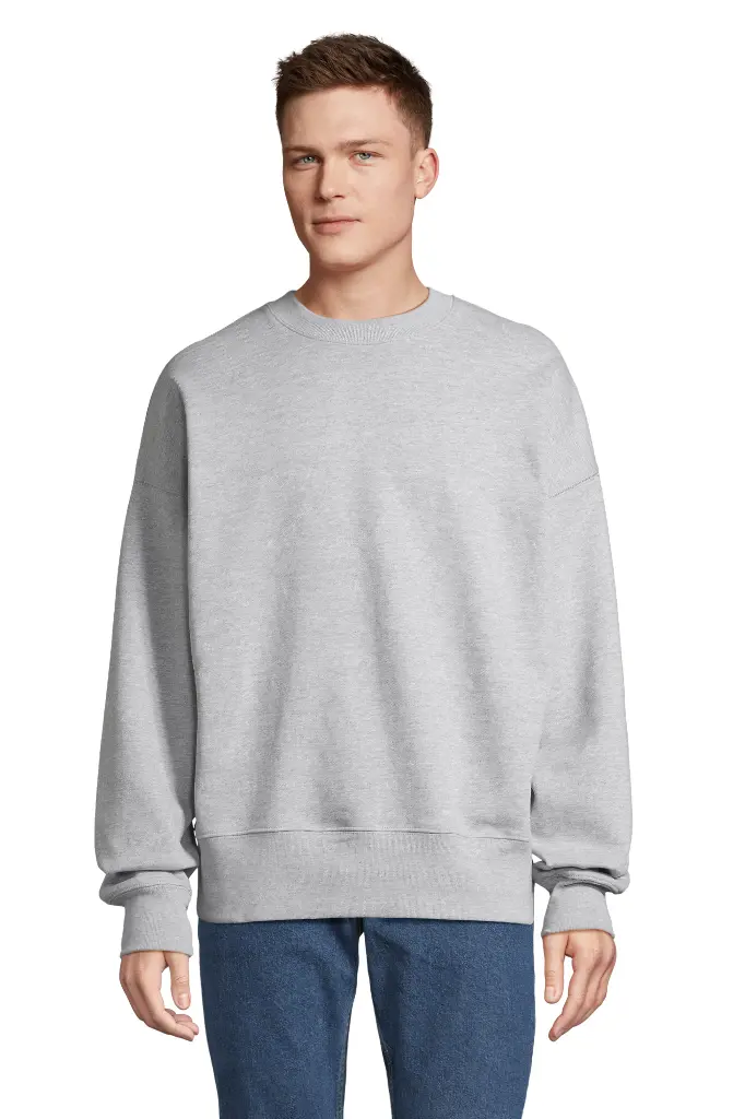 Bluza Unisex Oversize z Okrągłym Dekoltem - Grey Melange