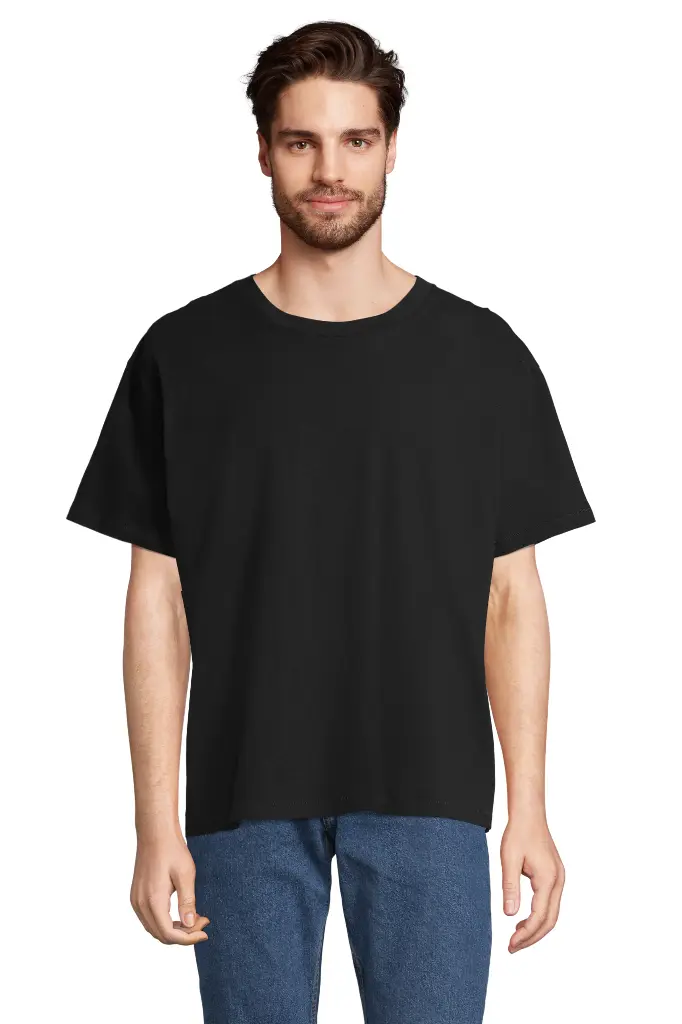 T-Shirt Unisex Oversize z Krótkim Rękawem - Deep Black