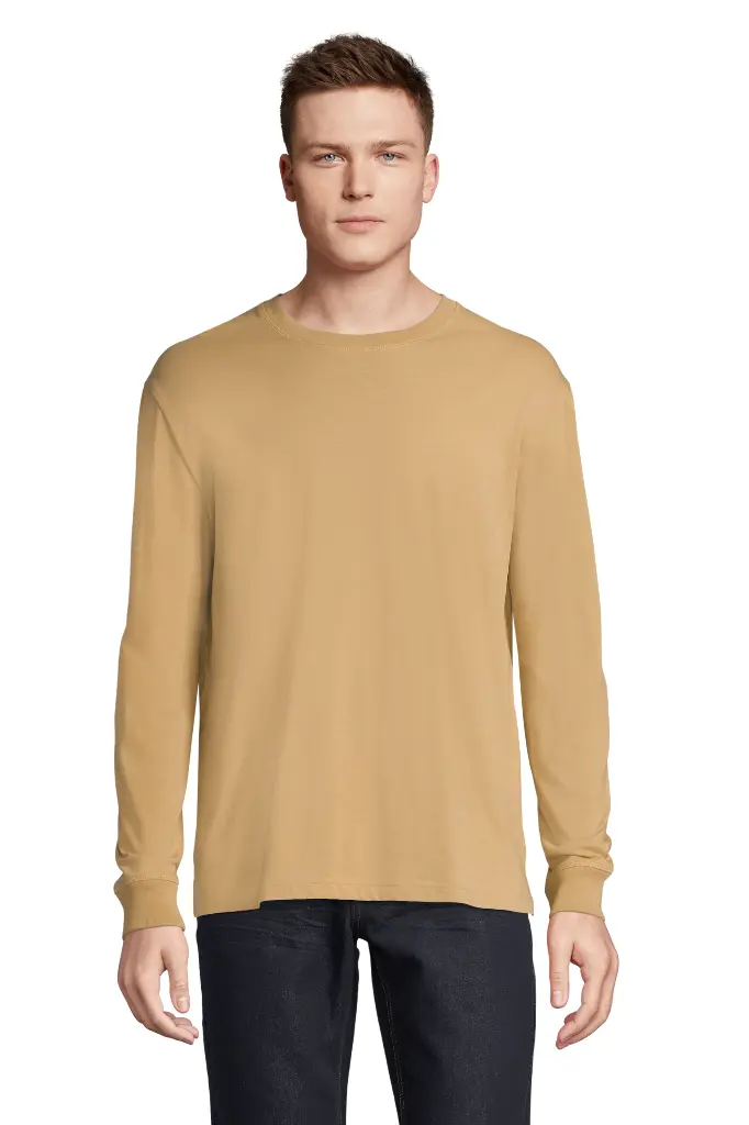 Unisex Oversize T-Shirt z Długim Rękawem - Dark Beige