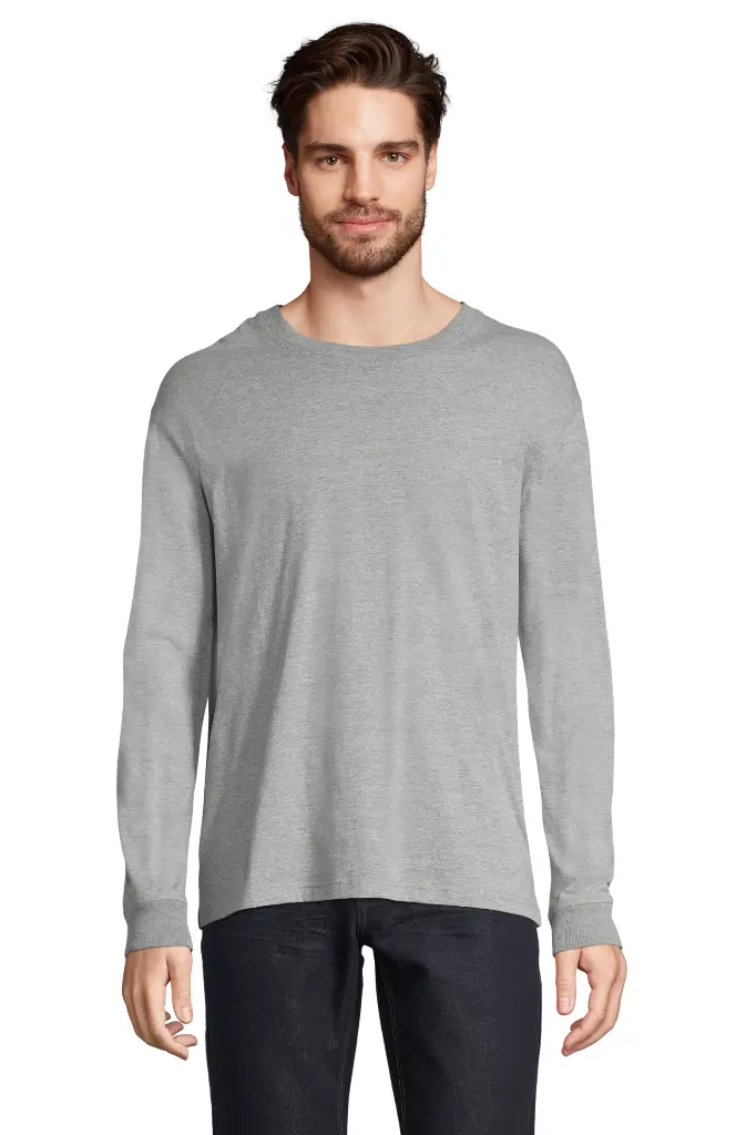 Unisex Oversize T-Shirt z Długim Rękawem - Grey Melange