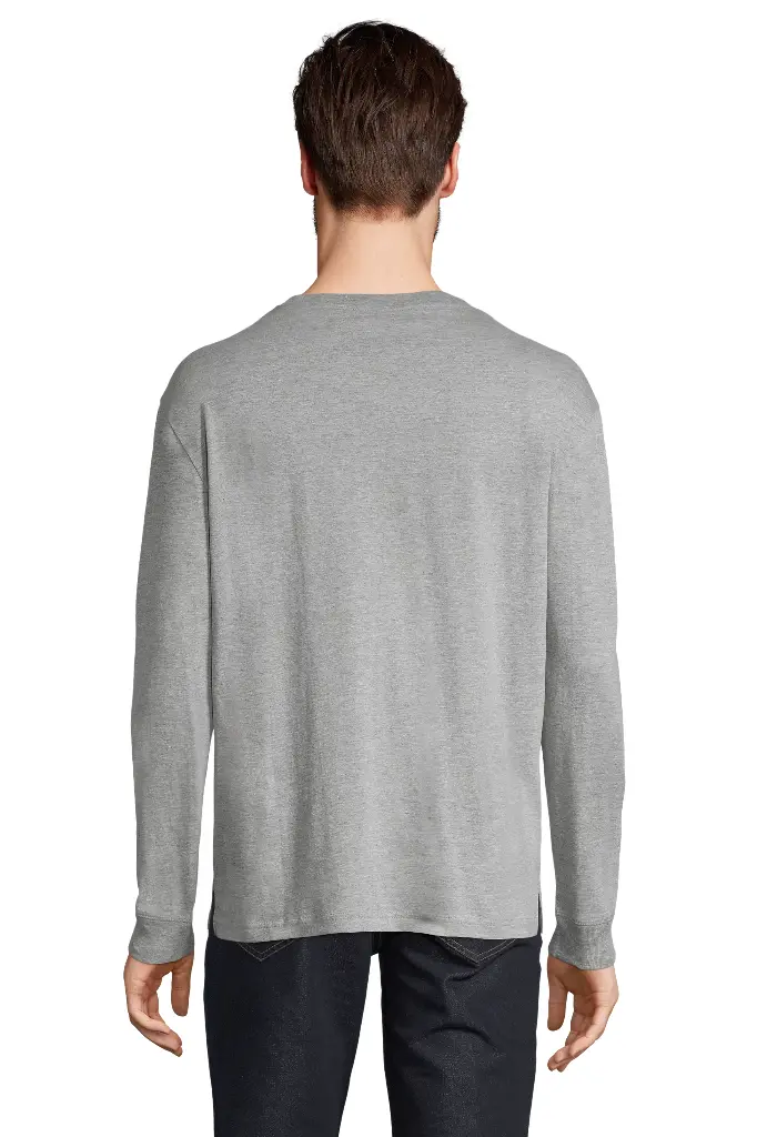 Unisex Oversize T-Shirt z Długim Rękawem - Grey Melange