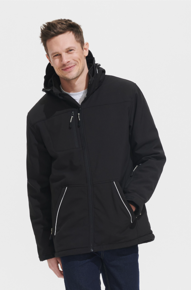 Męski Softshell Zimowy Slim z Kapturem - French Navy