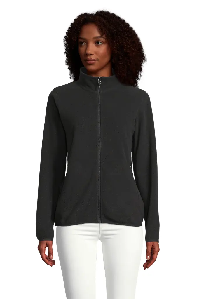 Damska bluza polarowa oversize na zamek - Black