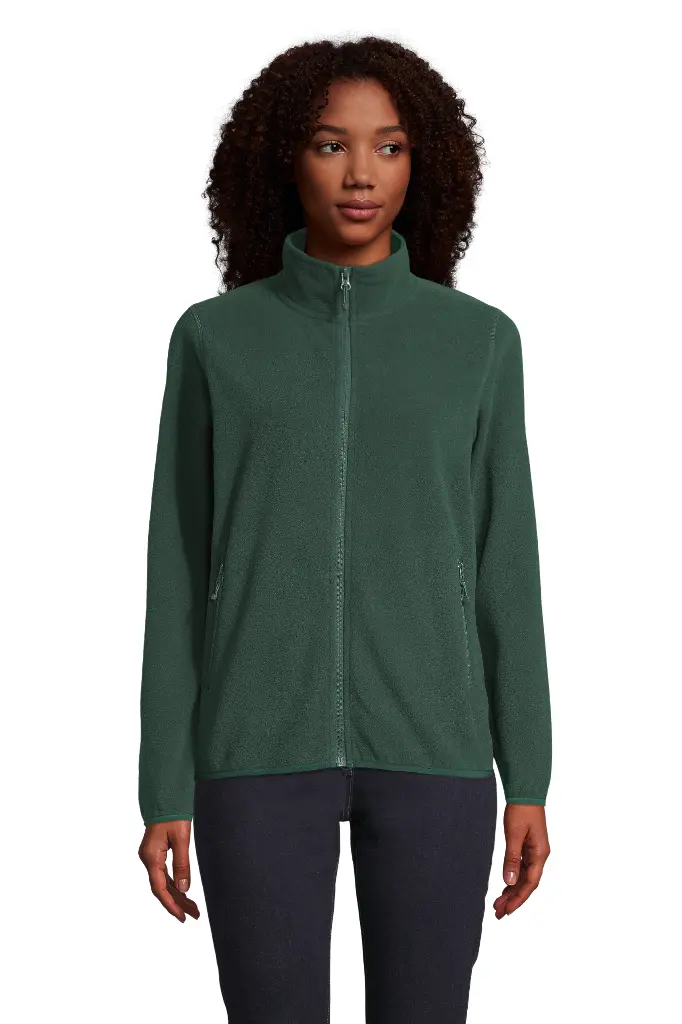 Damska bluza polarowa oversize na zamek - Forest Green