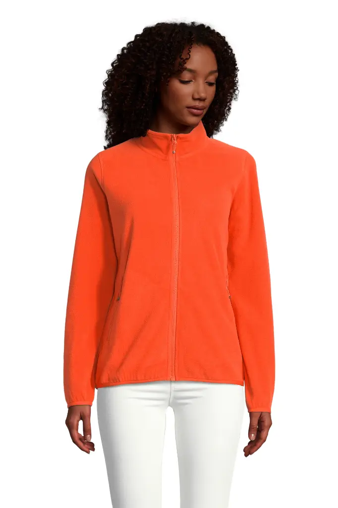 Damska bluza polarowa oversize na zamek - Orange