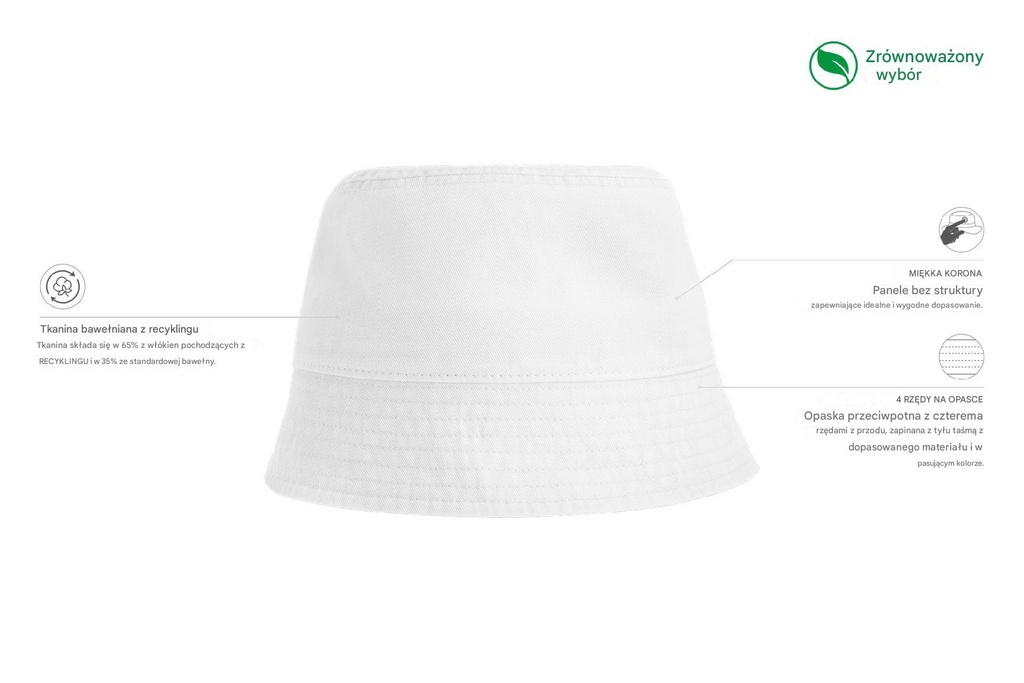 Kapelusz typu bucket Powell - White