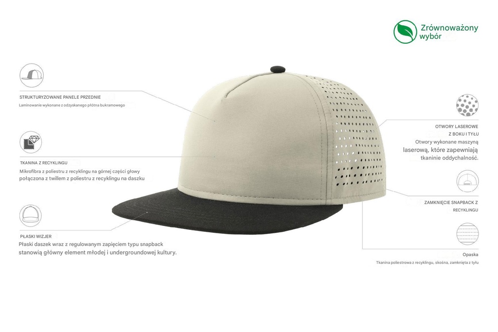 Czapka Bank Five z recyklingu - Light Grey & Black