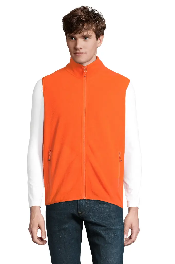 Unisex Bezrękawnik Polarowy na Zamek - Orange