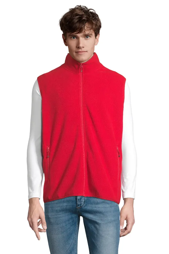 Unisex Bezrękawnik Polarowy na Zamek - Red