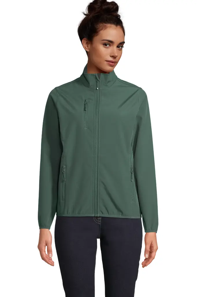 Damska kurtka softshellowa z zamkiem - Forest Green