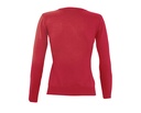 Dopasowany sweter damski z dekoltem V - Red
