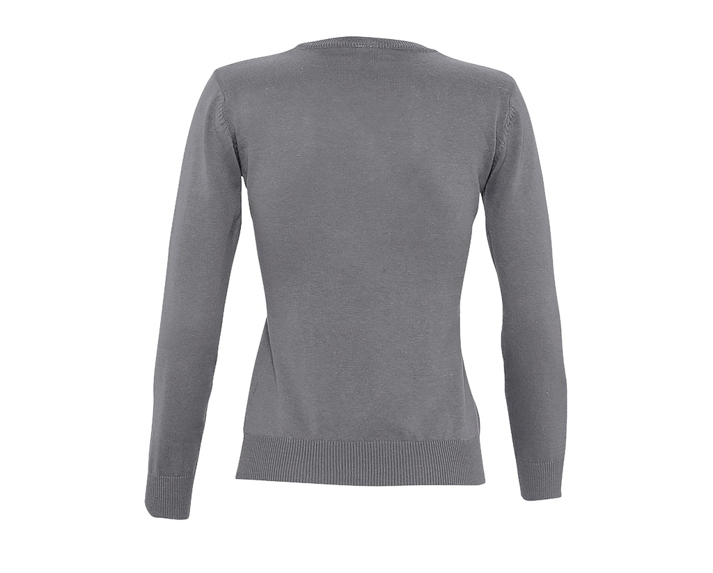 Dopasowany sweter damski z dekoltem V - Medium Grey (Solid)