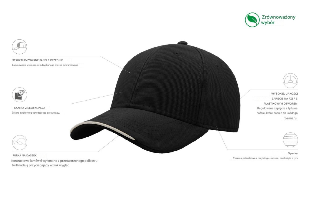 Czapka Estoril z recyklingu - Black