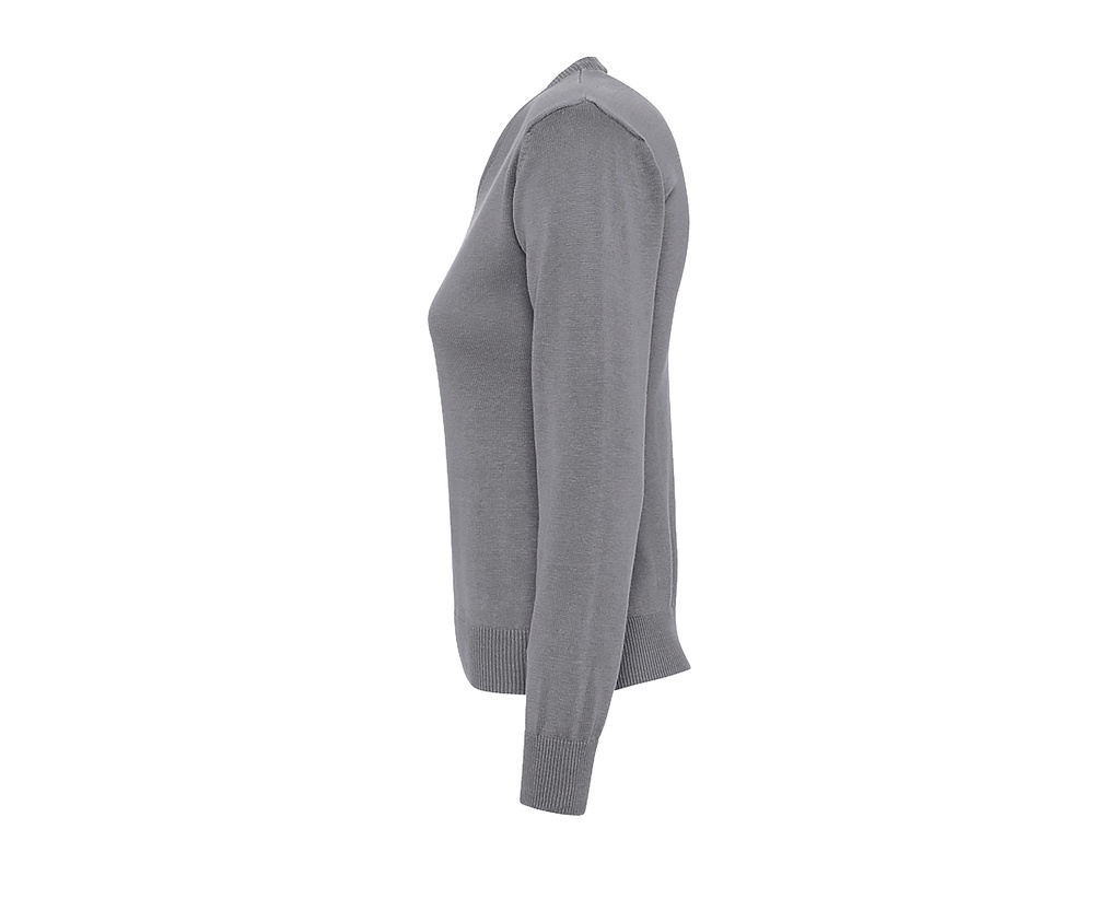 Dopasowany sweter damski z dekoltem V - Medium Grey (Solid)
