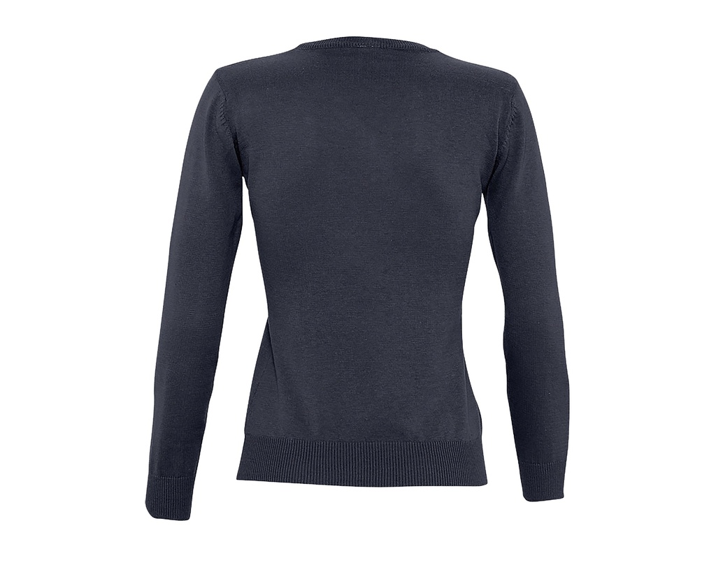 Dopasowany sweter damski z dekoltem V - Navy