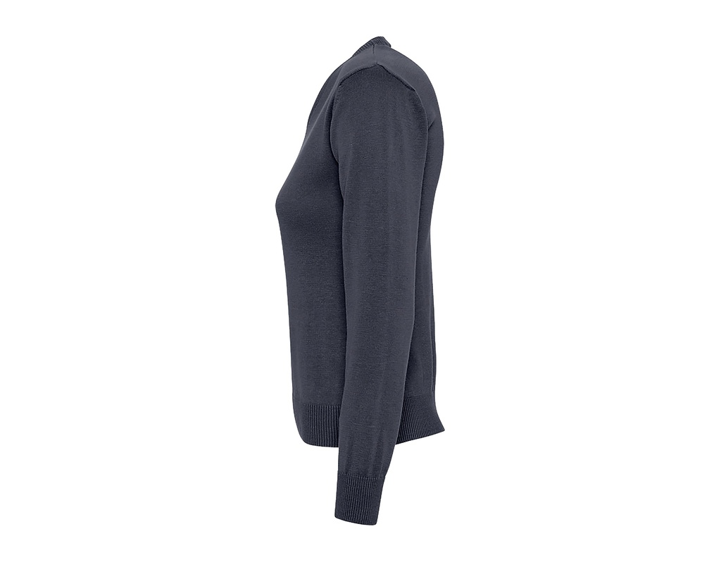 Dopasowany sweter damski z dekoltem V - Navy
