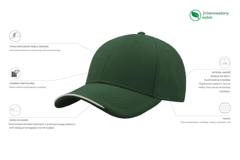 Czapka Estoril z recyklingu - Bottle Green