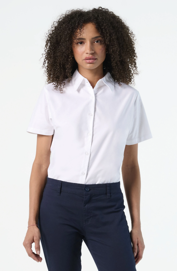 Damska koszula oxford slim z krótkim rękawem - White