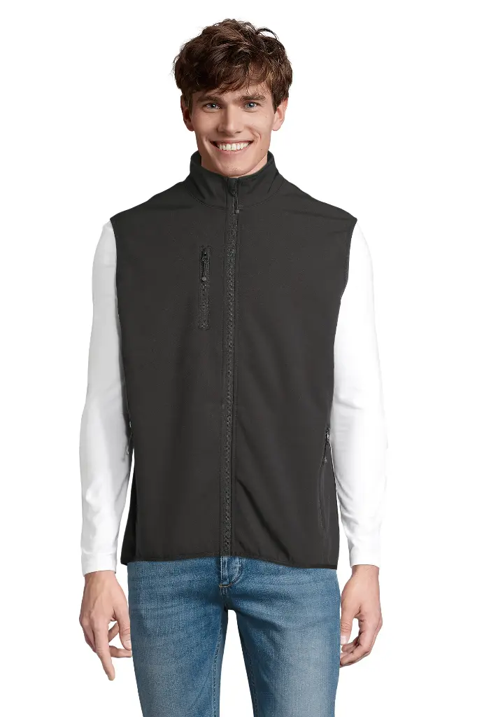 Męski bezrękawnik softshell z zamkiem - Black