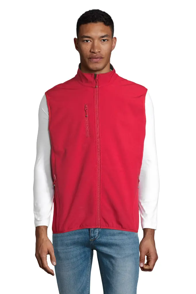 Męski bezrękawnik softshell z zamkiem - Pepper Red