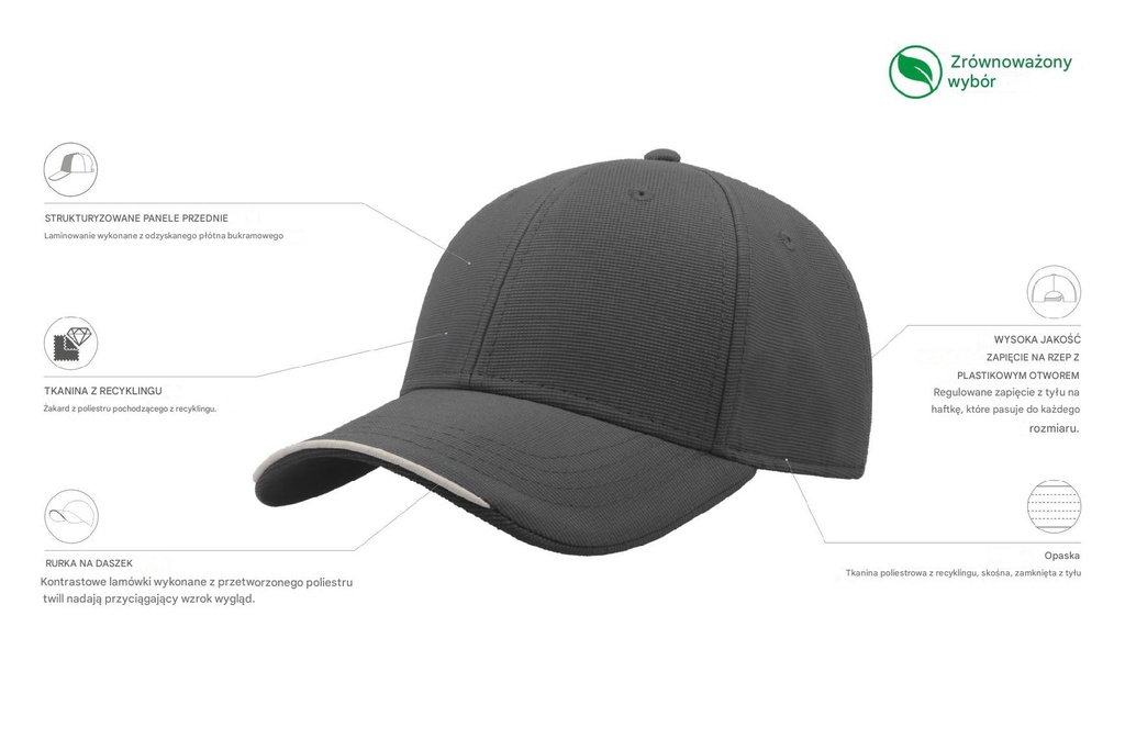 Czapka Estoril z recyklingu - Dark Grey