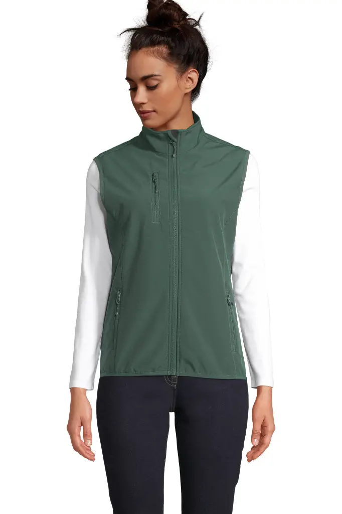 Damski bezrękawnik softshell na zamek - Forest Green