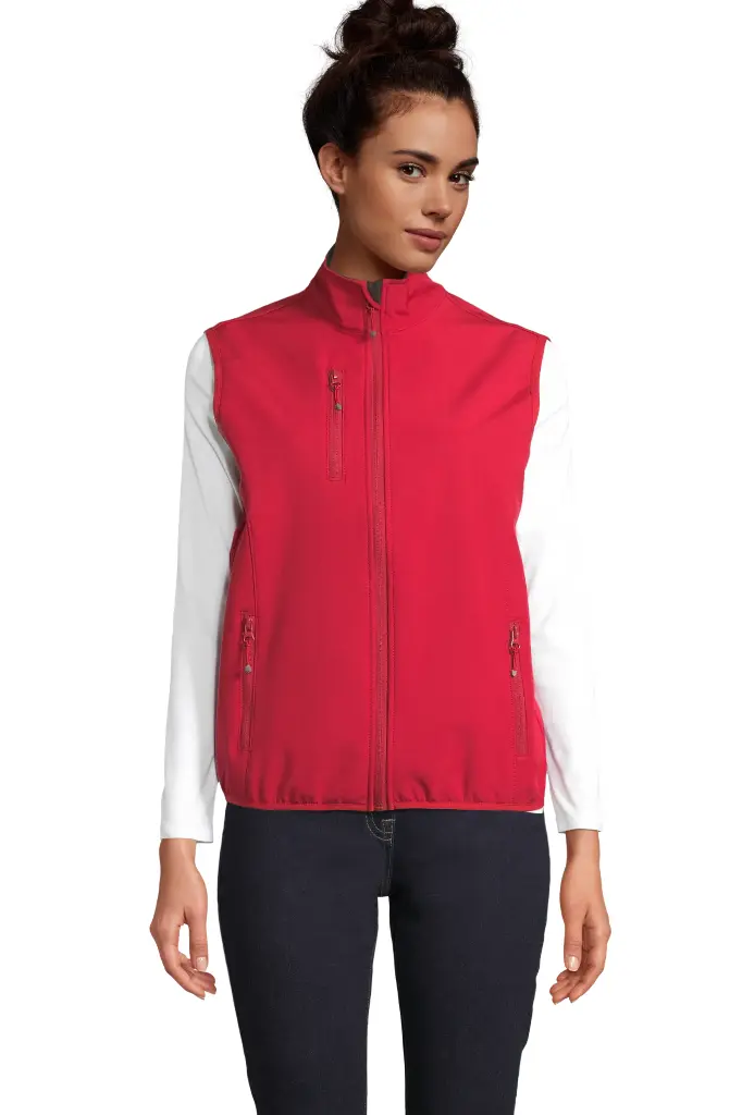 Damski bezrękawnik softshell na zamek - Pepper Red