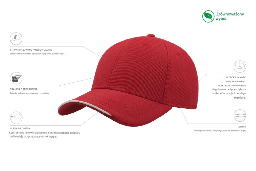 Czapka Estoril z recyklingu - Red