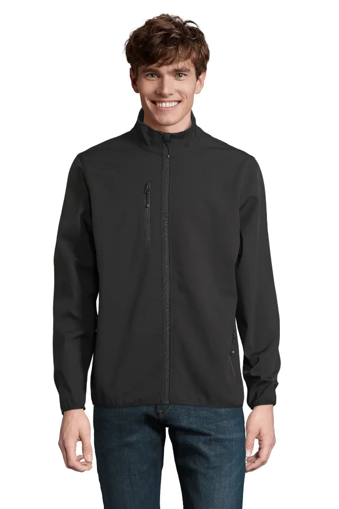 Męska kurtka softshell z zamkiem i kieszeniami - Black