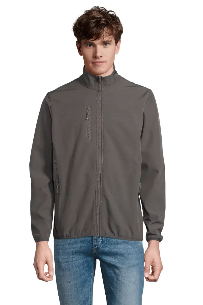 Męska kurtka softshell z zamkiem i kieszeniami - Charcoal Grey (Solid)