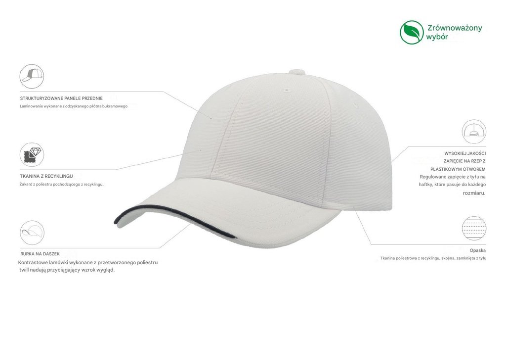 Czapka Estoril z recyklingu - White