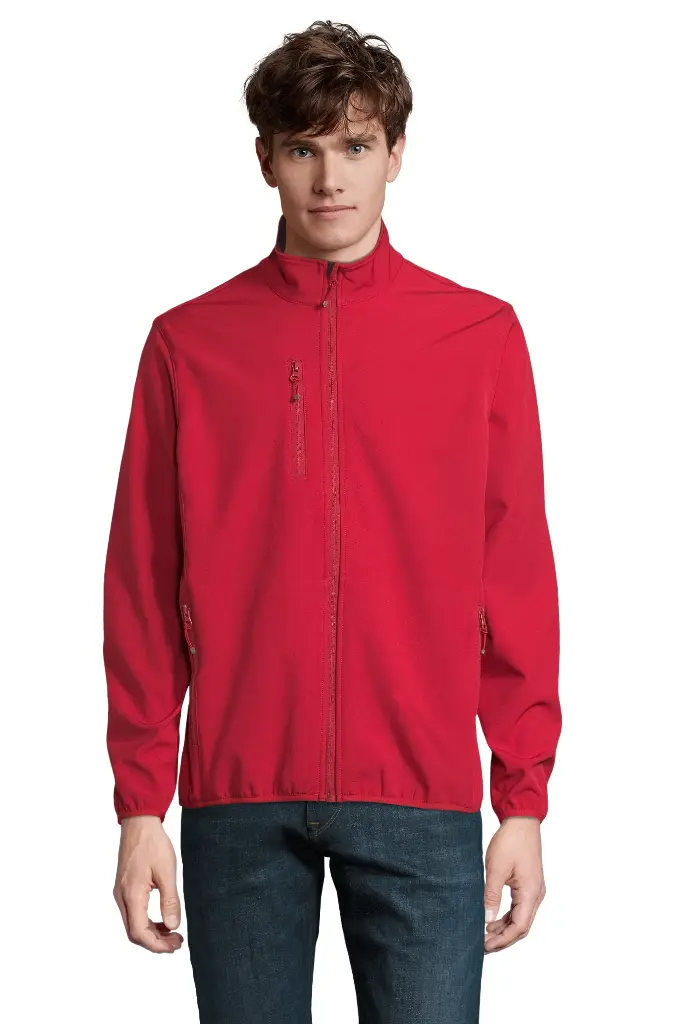 Męska kurtka softshell z zamkiem i kieszeniami - Pepper Red