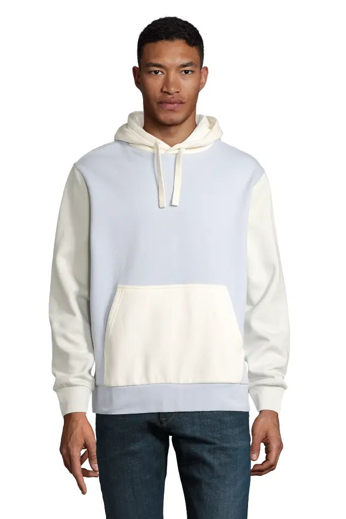 Bluza z kapturem unisex z kieszenią kangurką - Creamy Blue & Creamy White & Creamy Green