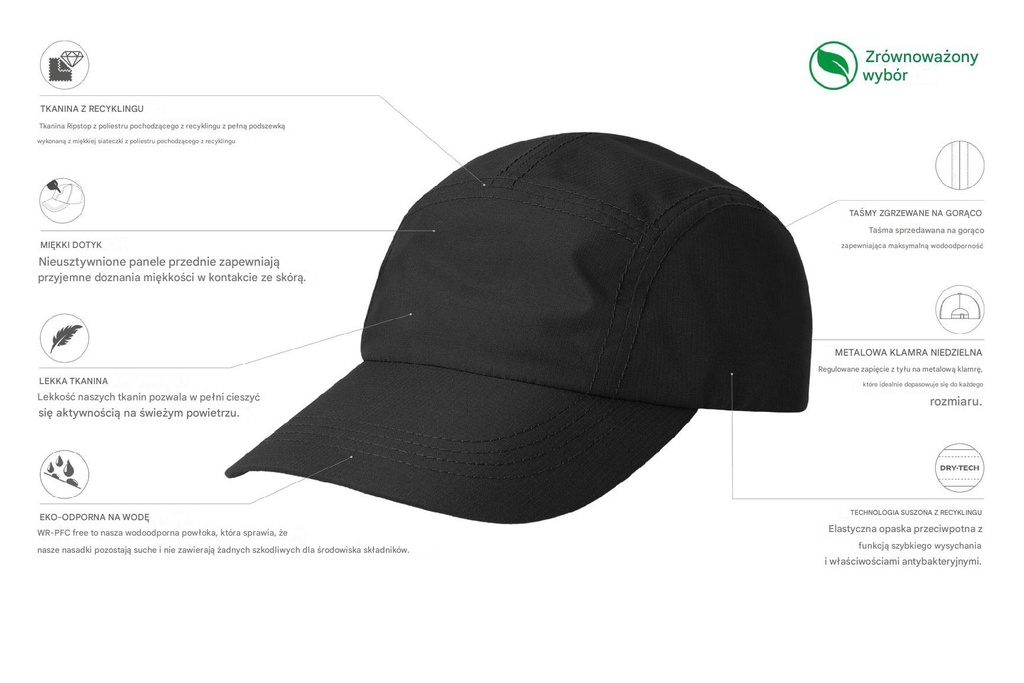 Czapka Rainy z recyklingu - Black