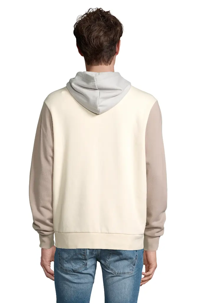 Bluza z kapturem unisex z kieszenią kangurką - Natural & Creamy Blue & Light Grey (Solid)