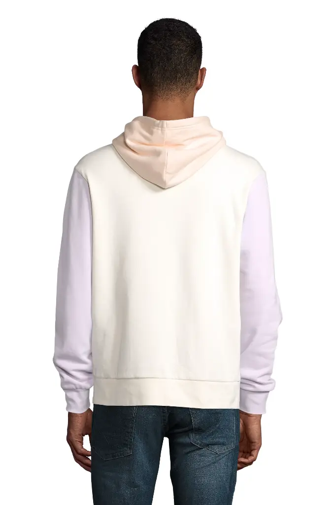 Bluza z kapturem unisex z kieszenią kangurką - Off White & Creamy Pink & Creamy Blue