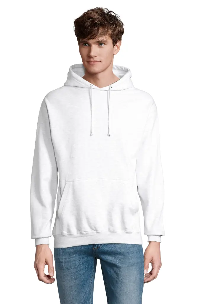 Bluza z kapturem unisex z kieszenią kangurką - Ash (Heather)