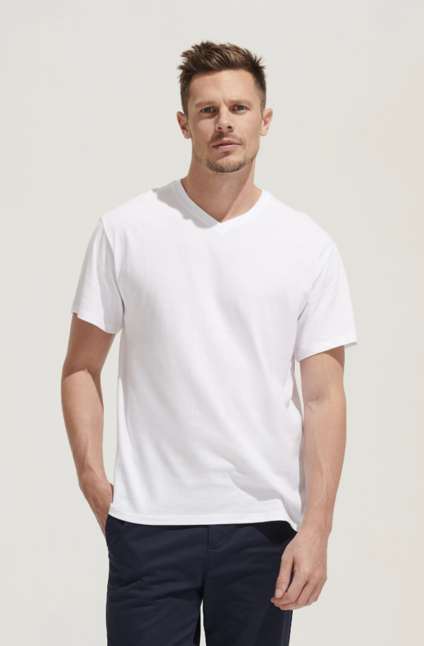 T-Shirt z Dekoltem V, Krótki Rękaw - Royal Blue 241