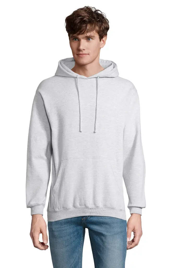 Bluza z kapturem unisex z kieszenią kangurką - Grey Melange