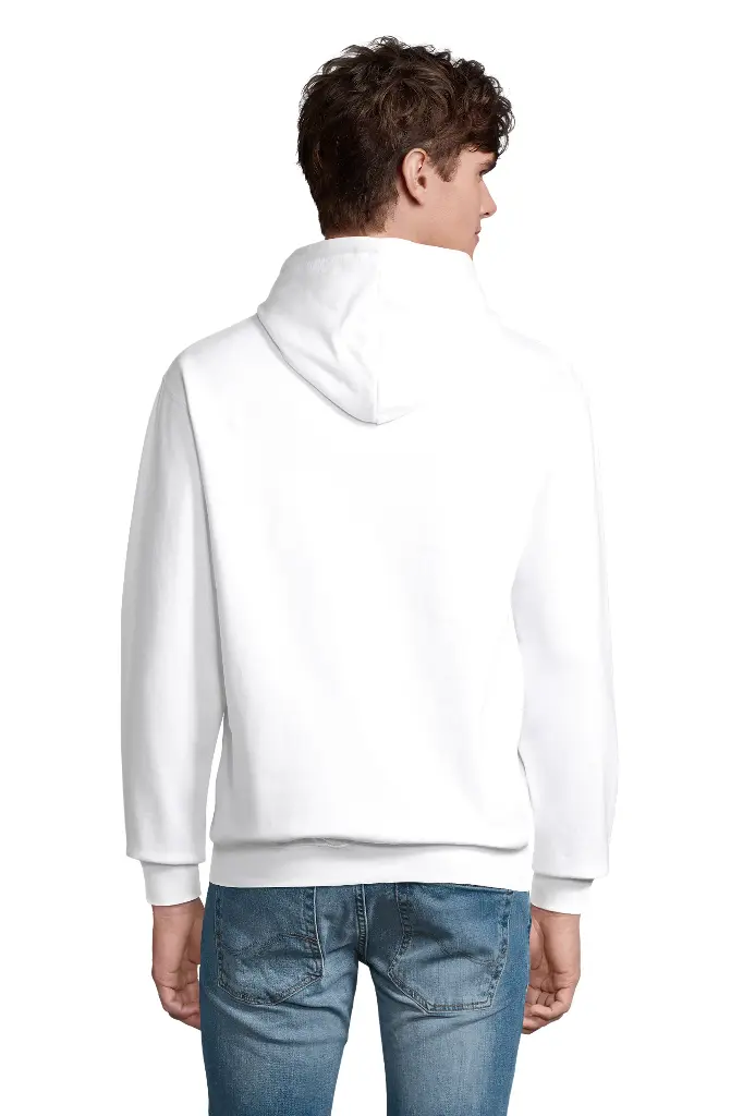 Bluza z kapturem unisex z kieszenią kangurką - White