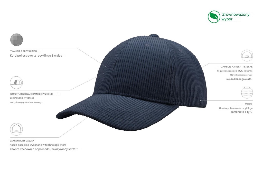 Czapka Cordy z recyklingu - Navy