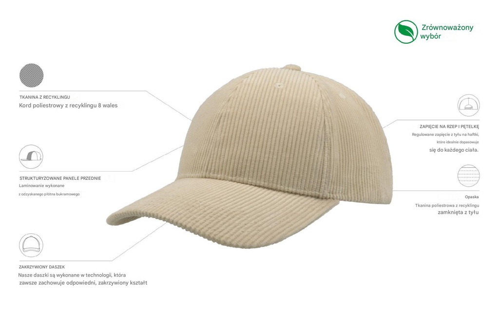 Czapka Cordy z recyklingu - Stone