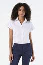 Dopasowana koszula damska z krótkim rękawem - White