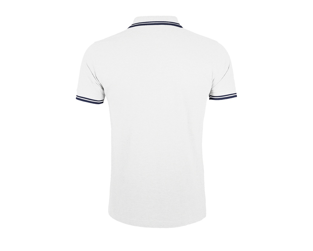 Męskie Polo Slim z Kontrastowymi Detalami - White & Navy